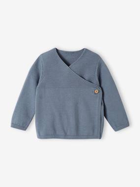 Baby-Jumpers, Cardigans & Sweaters-Knitted Cardigan in Organic Cotton for Newborn Babies