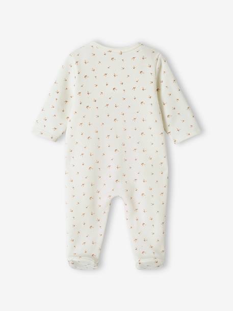 Fleece Sleepsuit for Newborn Babies, Front Flap Opening with Press Studs ecru+rosy - vertbaudet enfant 