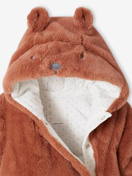 Faux Fluffy Fur 'Sheep' Pramsuit for Babies cashew+ecru - vertbaudet enfant 