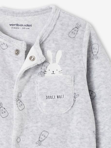 Pyjama bébé mixte en velours lapins gris chiné - vertbaudet enfant 