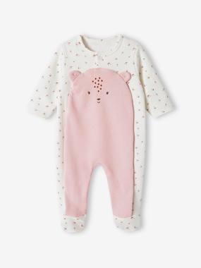 Baby-Pyjamas & Sleepsuits-Fleece Sleepsuit for Newborn Babies, Front Flap Opening with Press Studs