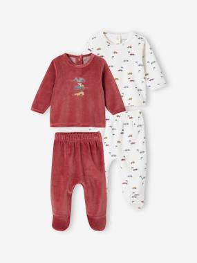 Baby-Pyjamas & Sleepsuits-Pack of 2 Velour Pyjamas, Cars, for Babies