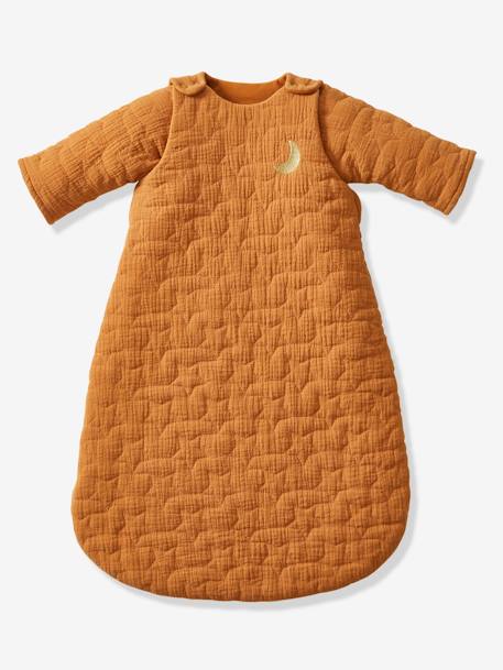 Gigoteuse hiver quiltée manches amovibles en gaze de coton bio* NUITS DE RÊVE caramel+écru+marine - vertbaudet enfant 