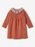 Knitted Dress with Collar in Floral Fabric for Babies rust+WHITE LIGHT SOLID WITH DESIGN - vertbaudet enfant 