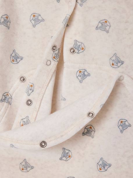 Foxes Sleepsuit in Velour for Babies. navy blue - vertbaudet enfant 