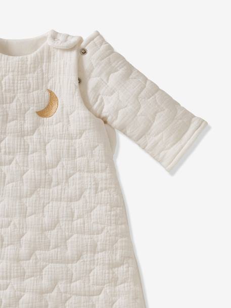 Gigoteuse hiver quiltée manches amovibles en gaze de coton bio* NUITS DE RÊVE caramel+écru+marine - vertbaudet enfant 