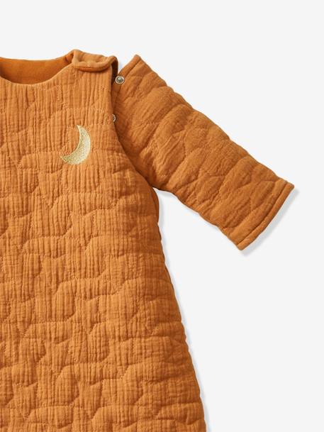 Gigoteuse hiver quiltée manches amovibles en gaze de coton bio* NUITS DE RÊVE caramel+écru+marine - vertbaudet enfant 