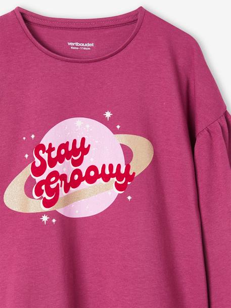 Tee-shirt détails brillants et message velours fille violine - vertbaudet enfant 