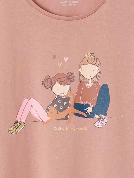 Tee-shirt 'Egérie' détails fantaisie fille manches longues vieux rose - vertbaudet enfant 