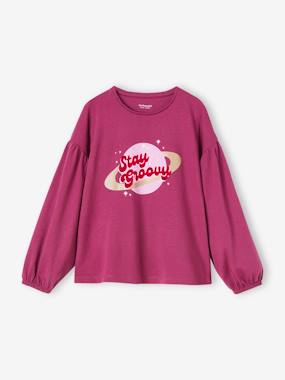 -Top with Glittery Details & Message in Velour, for Girls