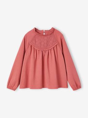Top with Detail in Broderie Anglaise, for Girls  - vertbaudet enfant