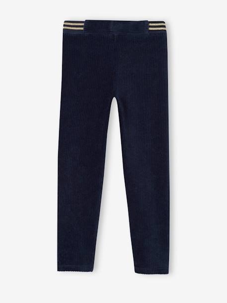 Corduroy Leggings for Girls BROWN MEDIUM SOLID+emerald green+mauve+navy blue - vertbaudet enfant 