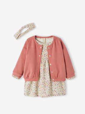 -Ensemble bébé fille 3 pièces robe cardigan bandeau 