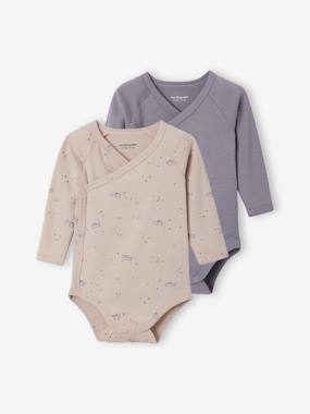 Pack of 2 Long-Sleeved Bodysuits for Newborn Babies  - vertbaudet enfant