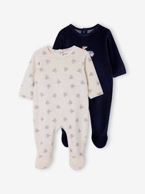 Baby-Pyjamas & Sleepsuits-Foxes Sleepsuit in Velour for Babies.