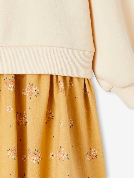 Dual Fabric Dress for Girls green+vanilla - vertbaudet enfant 