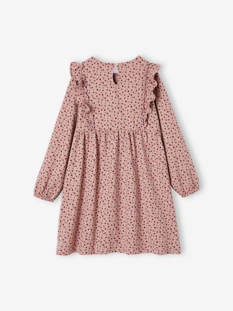 Floral Print Dress with Ruffled Sleeves for Girls old rose - vertbaudet enfant 