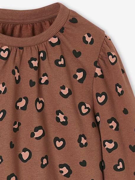 Graphic Sweatshirt for Girls chocolate+old rose - vertbaudet enfant 