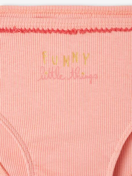Pack of 5 Fancy Briefs in Rib Knit for Girls nude pink - vertbaudet enfant 