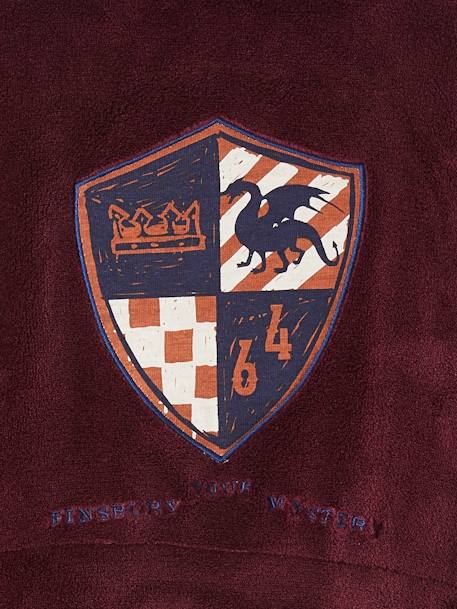 Coat of Arms Bathrobe in Plush Fabric for Boys bordeaux red - vertbaudet enfant 