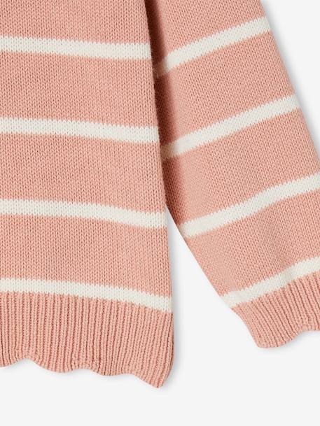 Fancy Striped Jumper for Girls rosy+striped navy blue+sweet pink - vertbaudet enfant 
