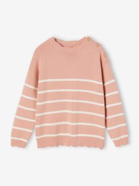 Girls-Cardigans, Jumpers & Sweatshirts-Fancy Striped Jumper for Girls