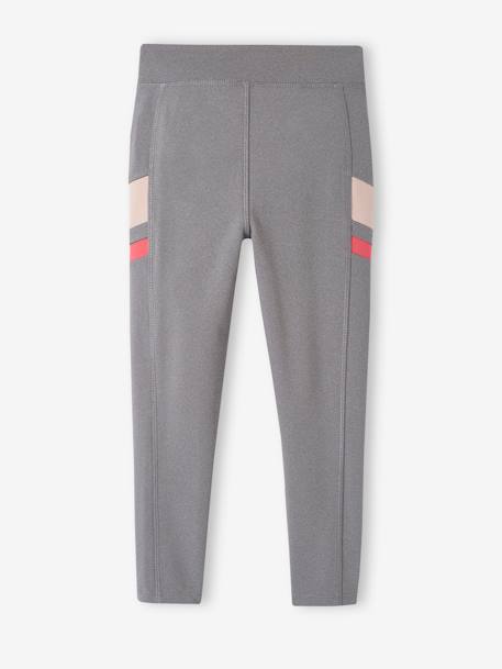 Sports Leggings in Techno Fabric with Fancy Details on the Side for Girls marl grey - vertbaudet enfant 