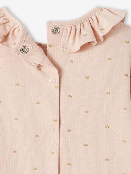 Top with Frill on the Neckline, for Baby Girls rosy+White/Print - vertbaudet enfant 