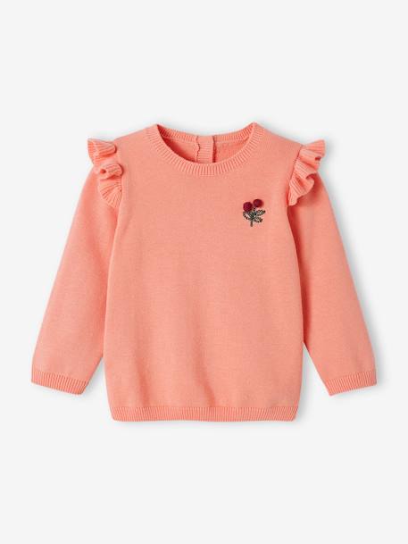 Top with Ruffles, Cherries with Pompoms, for Babies rose - vertbaudet enfant 