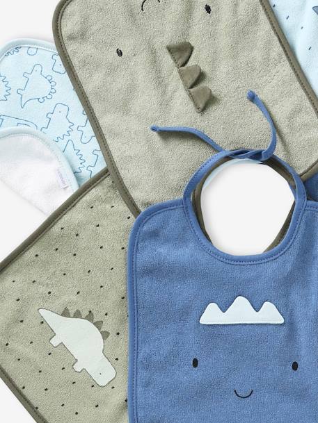 Lot 7 bavoirs bleu ciel+imprimé jungle+vert d'eau - vertbaudet enfant 