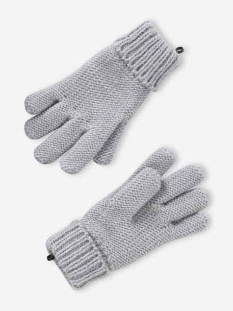 Beanie + Snood + Gloves or Mittens Set with Pompoms for Girls marl grey - vertbaudet enfant 