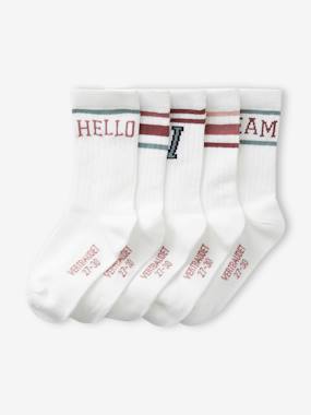 -Pack of 5 Pairs of Sports Socks for Girls