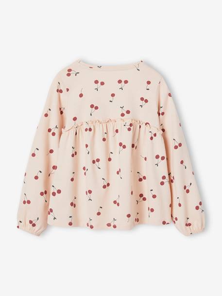 T-shirt blouse fille imprimé manches longues beige+écru+rose poudré+vert de gris - vertbaudet enfant 