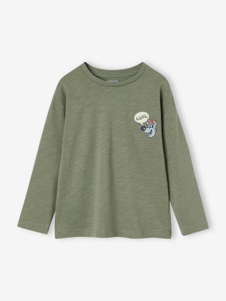 T-shirt grand motif dos garçon bleu nuit+vert sauge - vertbaudet enfant 