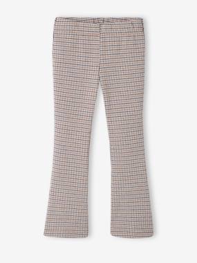 -Leggings with Prince of Wales Checks & Flared Hems, for Girls