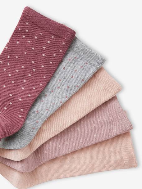 Pack of 5 Pairs of Dotted Socks for Girls old rose - vertbaudet enfant 