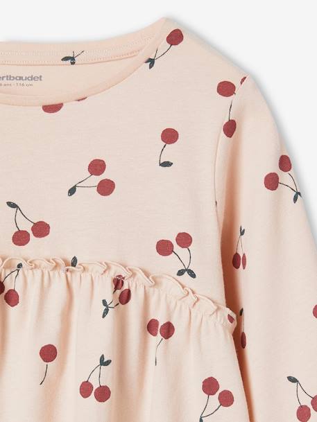 T-shirt blouse fille imprimé manches longues beige+écru+rose poudré+vert de gris - vertbaudet enfant 