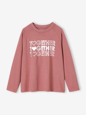 -Sports Top with 'Together' Shiny Motif & Long Raglan Sleeves for Girls