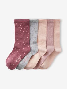 Fille-Sous-vêtement-Chaussettes-Lot de 5 paires de chaussettes à pois fille