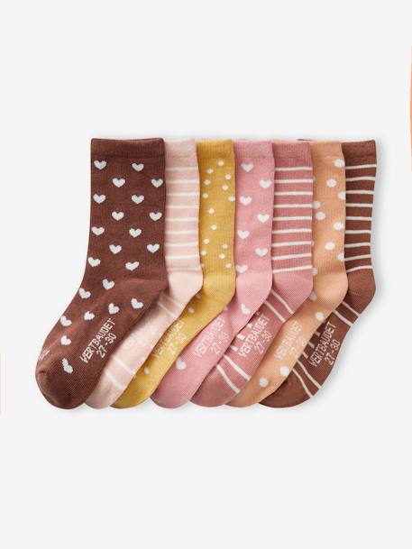 Pack of 7 Pairs of Weekday Socks for Girls ecru+hazel - vertbaudet enfant 