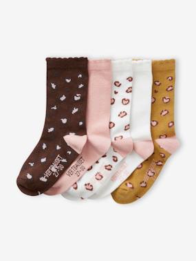 Girls-Pack of 5 Pairs of "Wild" Socks for Girls