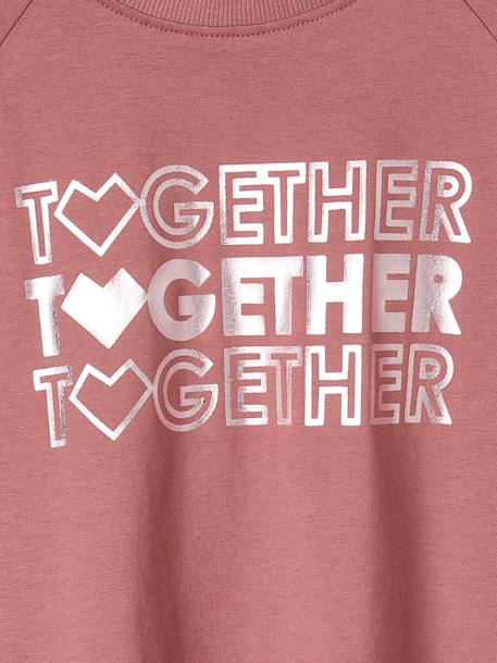 T-shirt sport motif brillant Together fille manches longues raglan vieux rose - vertbaudet enfant 