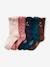 Pack of 5 Pairs of Hearts Socks in Cable & Rib Knit, for Girls rosy - vertbaudet enfant 