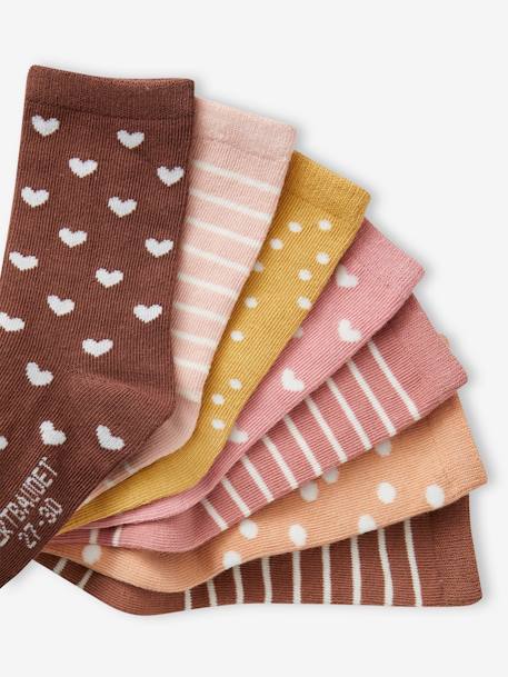 Pack of 7 Pairs of Weekday Socks for Girls ecru+hazel - vertbaudet enfant 