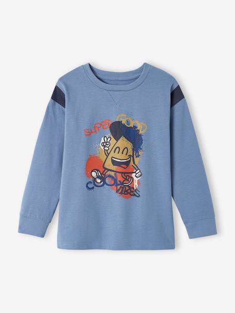 Tee-shirt motif mascotte graffitis garçon bleu chambray - vertbaudet enfant 