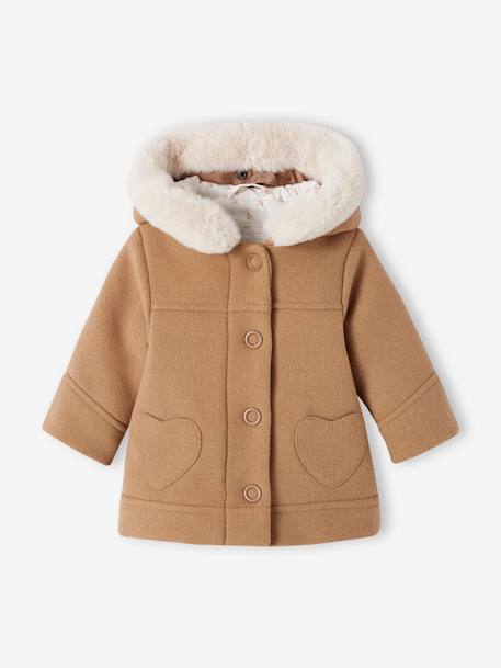 Manteau à capuche bébé fille gris clair chine+taupe - vertbaudet enfant 