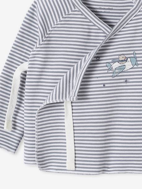 Interlock Cardigan for Newborn Babies, BASICS ecru+grey blue - vertbaudet enfant 