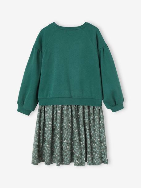 Dual Fabric Dress for Girls green - vertbaudet enfant 