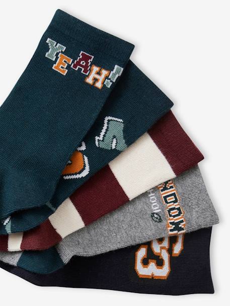 Pack of 5 Pairs of Socks for Boys fir green - vertbaudet enfant 