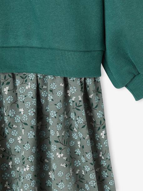 Dual Fabric Dress for Girls green+vanilla - vertbaudet enfant 